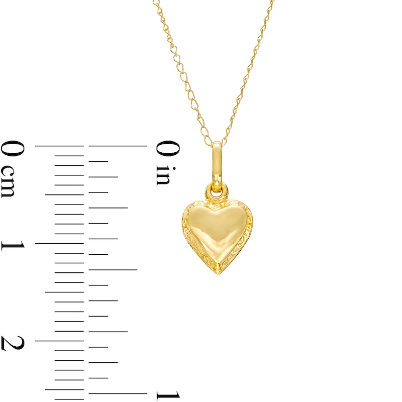 Main Image 2 of Child's Puffed Heart Pendant in 10K Gold – 15"