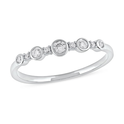 0.15 CT. T.W. Diamond Alternating Stackable Band in 10K Gold