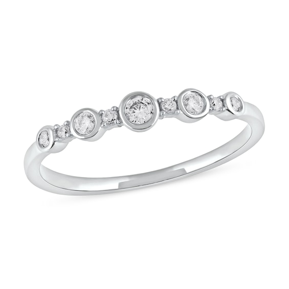 0.15 CT. T.W. Diamond Alternating Stackable Band in 10K Gold