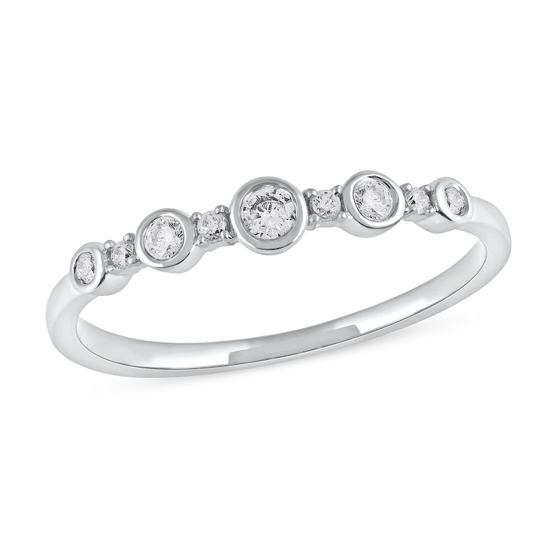 0.15 CT. T.W. Diamond Alternating Stackable Band in 10K White Gold
