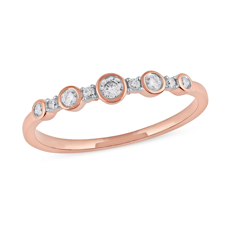 0.15 CT. T.W. Diamond Alternating Stackable Band in 10K Rose Gold