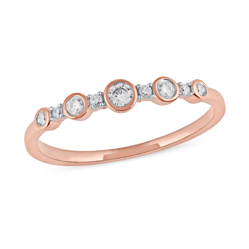 0.15 CT. T.W. Diamond Alternating Stackable Band in 10K Rose Gold|Peoples Jewellers