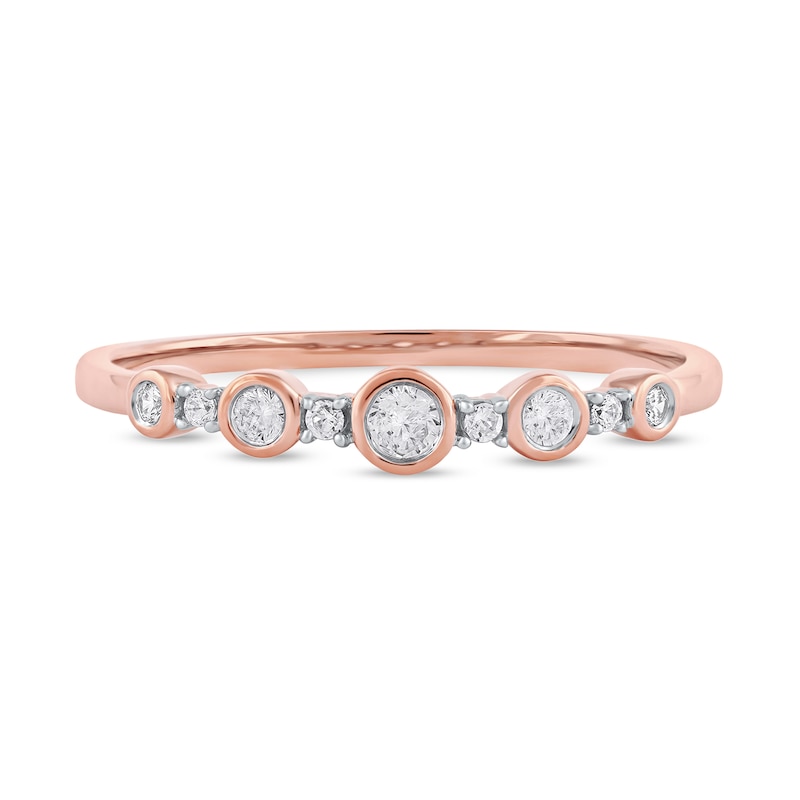 0.15 CT. T.W. Diamond Alternating Stackable Band in 10K Rose Gold