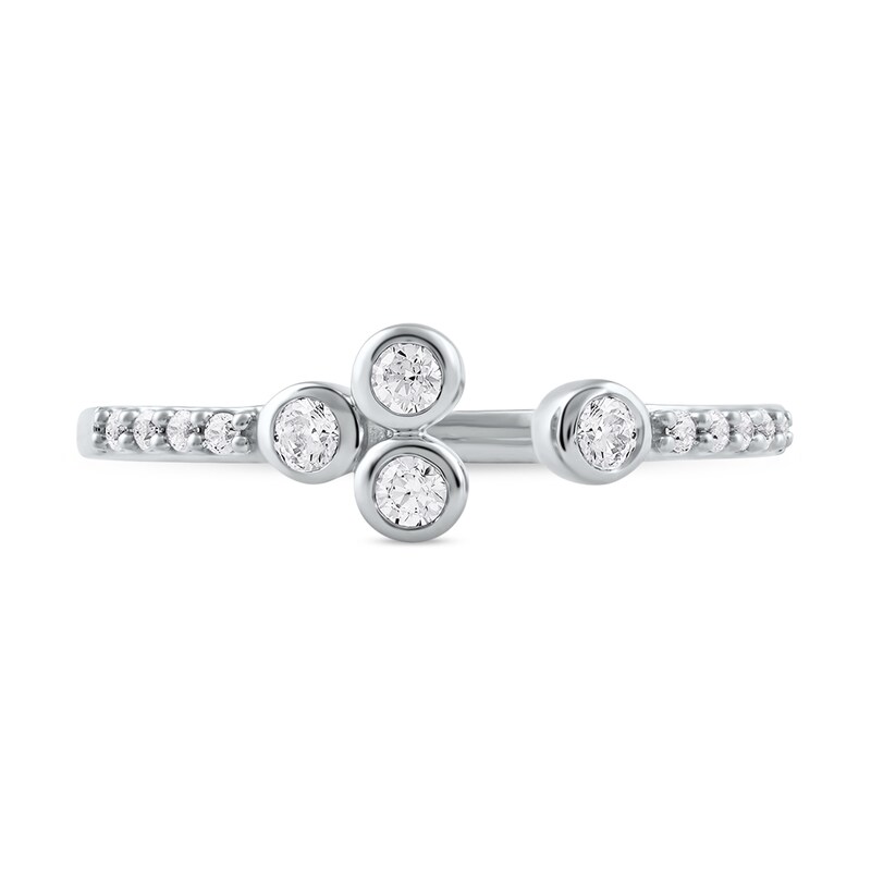 0.20 CT. T.W. Diamond Lined Shank Bezel Open Ring in 10K Gold
