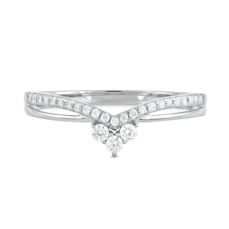 0.20 CT. T.W. Diamond Chevron Split Shank Ring in 10K White Gold