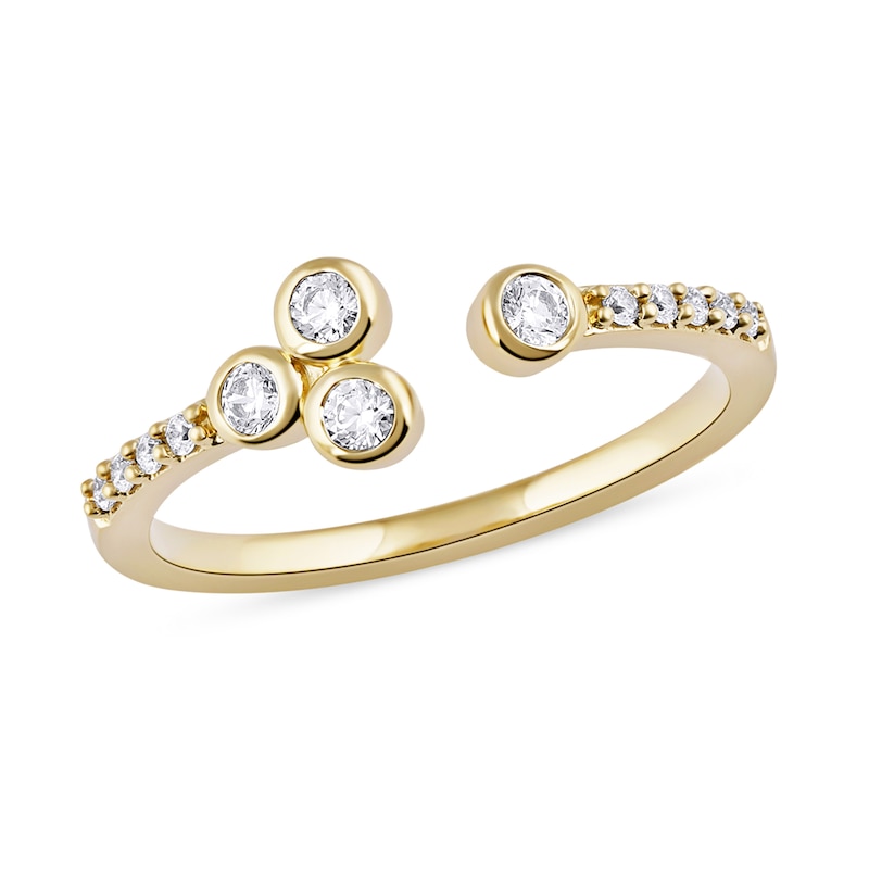 0.20 CT. T.W. Diamond Lined Shank Bezel Open Ring in 10K Gold