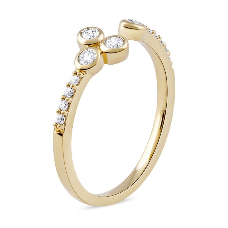 Main Image 2 of 0.20 CT. T.W. Diamond Lined Shank Bezel Open Ring in 10K Gold