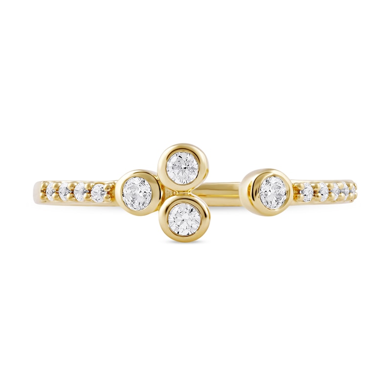 Main Image 3 of 0.20 CT. T.W. Diamond Lined Shank Bezel Open Ring in 10K Gold