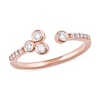 0.20 CT. T.W. Diamond Lined Shank Bezel Open Ring in 10K Rose Gold