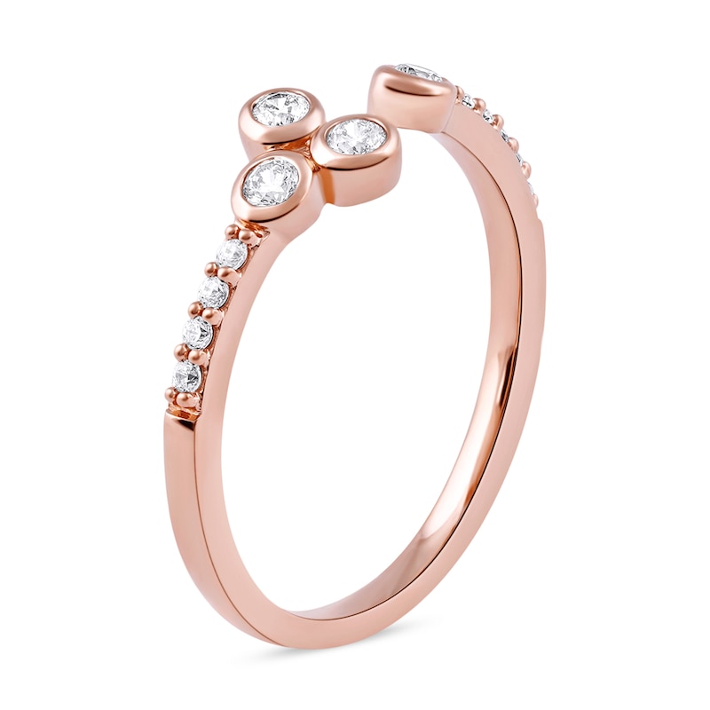 0.20 CT. T.W. Diamond Lined Shank Bezel Open Ring in 10K Rose Gold