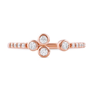 0.20 CT. T.W. Diamond Lined Shank Bezel Open Ring in 10K Rose Gold