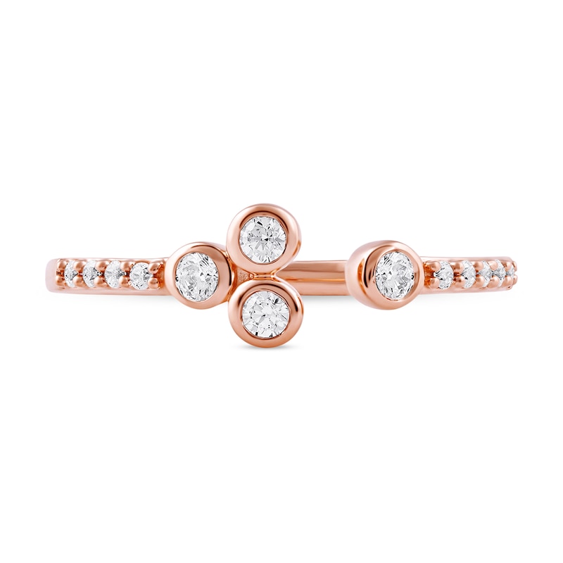 0.20 CT. T.W. Diamond Lined Shank Bezel Open Ring in 10K Rose Gold