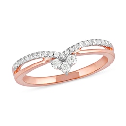 0.20 CT. T.W. Diamond Chevron Split Shank Ring in 10K Rose Gold