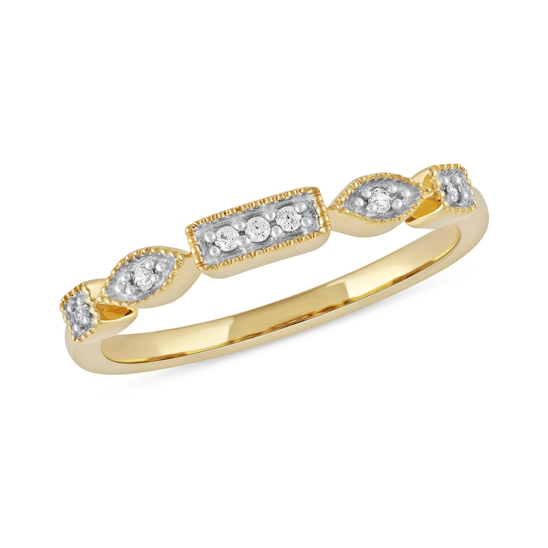 0.05 CT. T.W. Diamond Alternating Frame Geometric Ring in 10K Gold