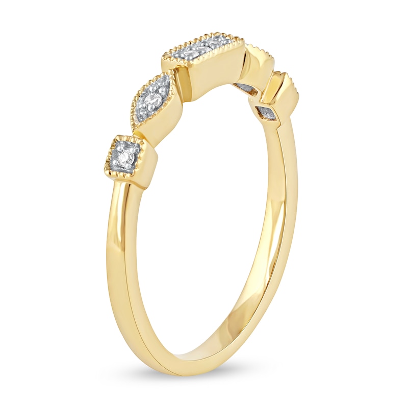 0.05 CT. T.W. Diamond Alternating Frame Geometric Ring in 10K Gold