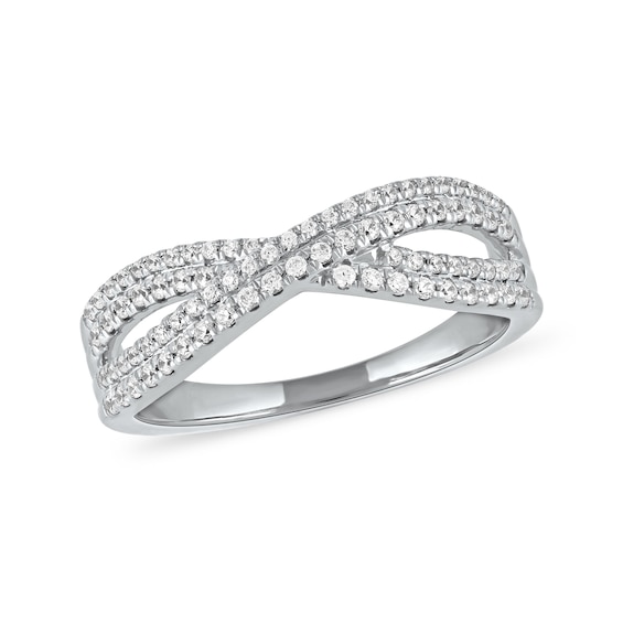 0.33 CT. T.W. Diamond Double Row Crossover Ring in 14K Gold