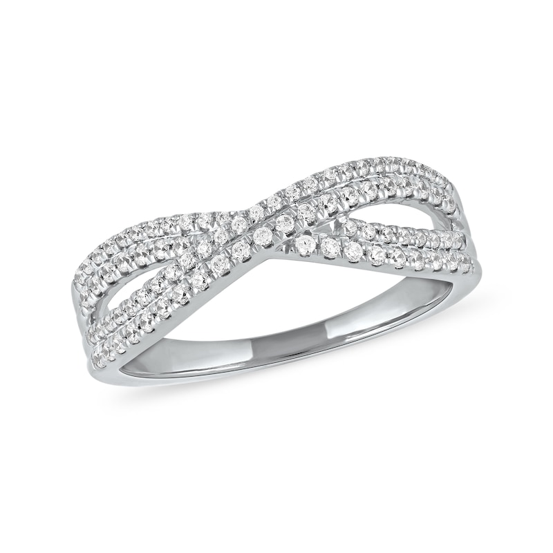 0.33 CT. T.W. Diamond Double Row Crossover Ring in 14K Gold