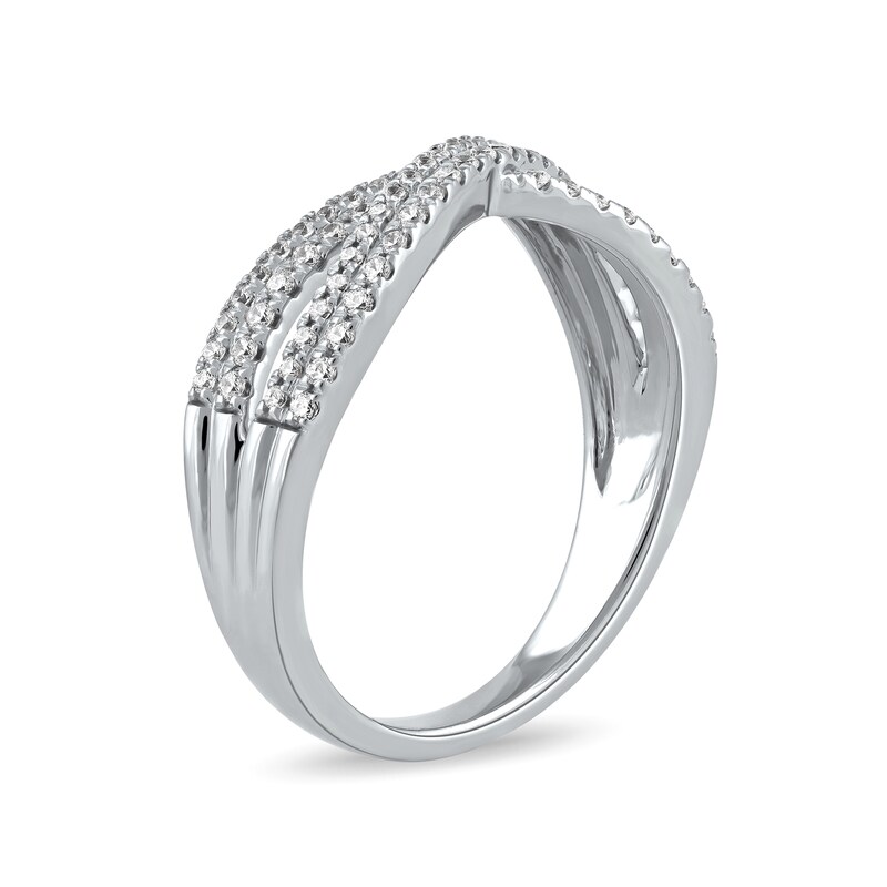 0.33 CT. T.W. Diamond Double Row Crossover Ring in 14K Gold