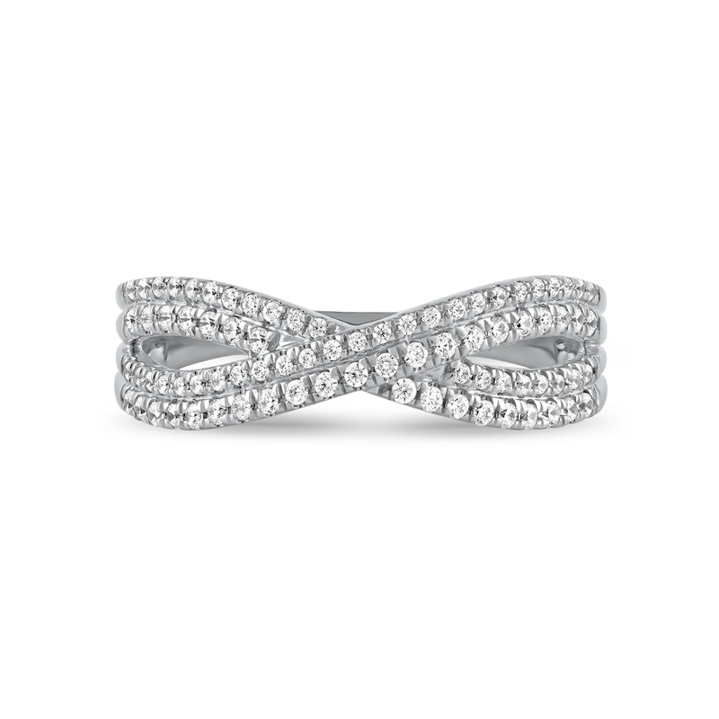 0.33 CT. T.W. Diamond Double Row Crossover Ring in 14K Gold