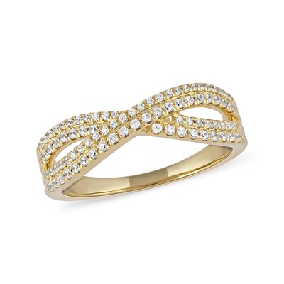 0.33 CT. T.W. Diamond Double Row Crossover Ring in 14K Gold