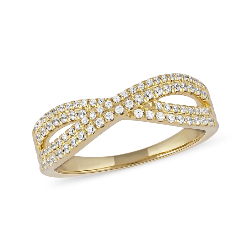 0.33 CT. T.W. Diamond Double Row Crossover Ring in 14K Gold