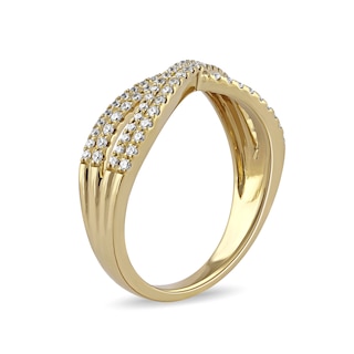 0.33 CT. T.W. Diamond Double Row Crossover Ring in 14K Gold
