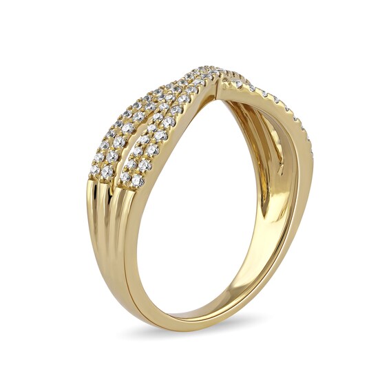 0.33 CT. T.W. Diamond Double Row Crossover Ring in 14K Gold