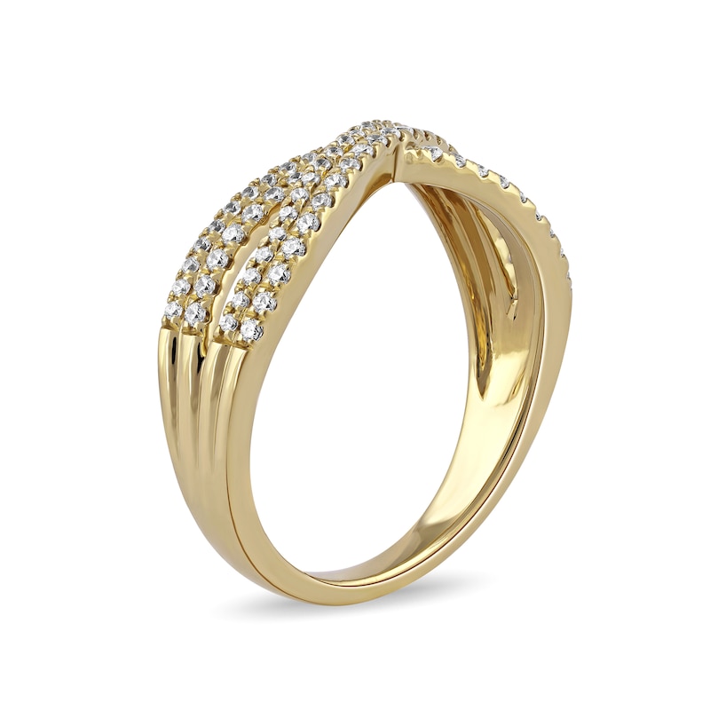 0.33 CT. T.W. Diamond Double Row Crossover Ring in 14K Gold
