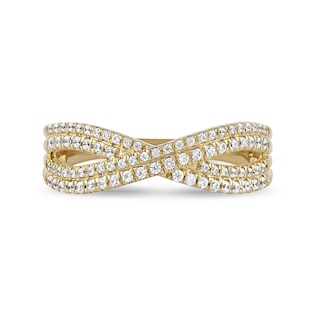 0.33 CT. T.W. Diamond Double Row Crossover Ring in 14K Gold