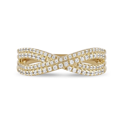 0.33 CT. T.W. Diamond Double Row Crossover Ring in 14K Gold