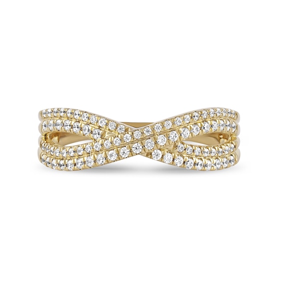 0.33 CT. T.W. Diamond Double Row Crossover Ring in 14K Gold