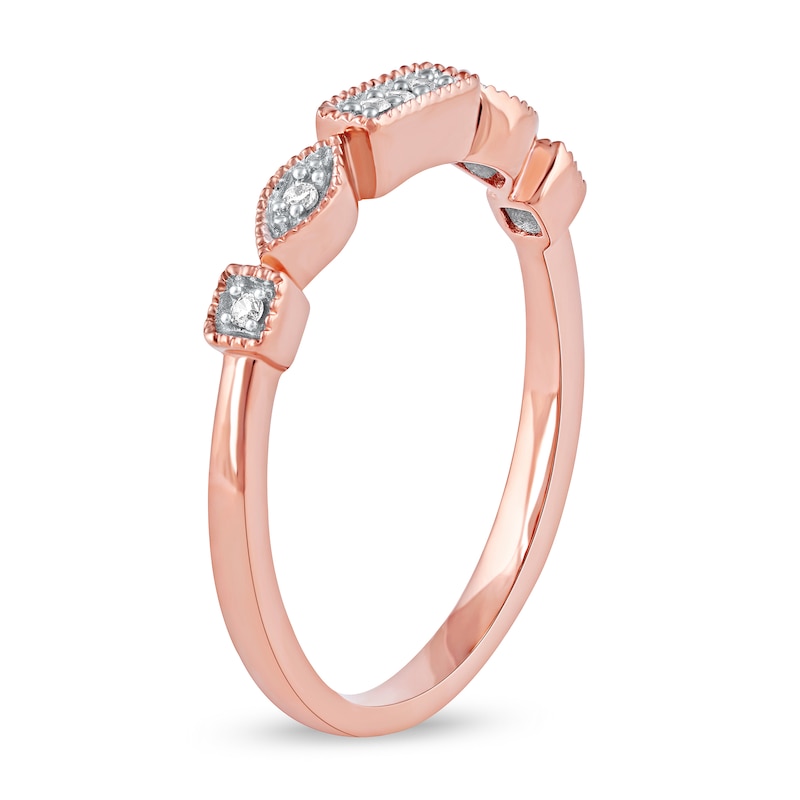 0.05 CT. T.W. Diamond Alternating Frame Geometric Ring in 10K Rose Gold