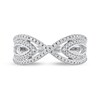 Thumbnail Image 3 of 0.33 CT. T.W. Diamond Leaf Sides Open Shank Ring in 14K White Gold