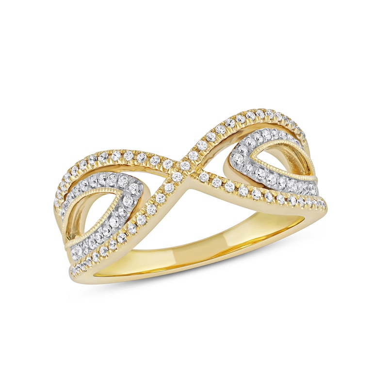 0.33 CT. T.W. Diamond Leaf Sides Open Shank Ring in 14K Gold