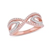 Thumbnail Image 1 of 0.33 CT. T.W. Diamond Leaf Sides Open Shank Ring in 14K Rose Gold