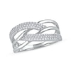 Thumbnail Image 1 of 0.33 CT. T.W. Diamond Double Row Woven Crossover Ring in 14K White Gold