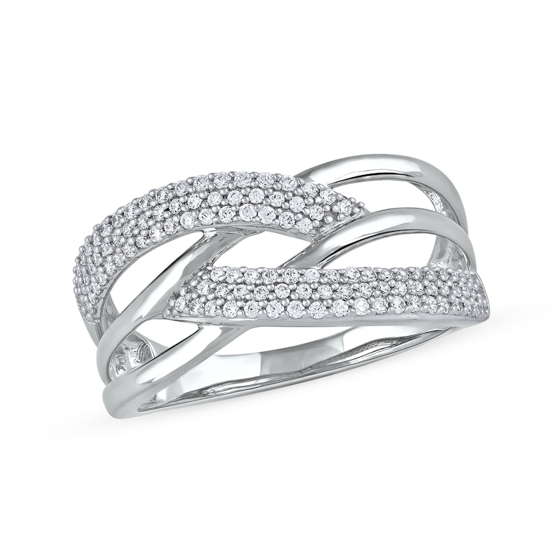 0.33 CT. T.W. Diamond Double Row Woven Crossover Ring in 14K Gold