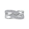 Thumbnail Image 3 of 0.33 CT. T.W. Diamond Double Row Woven Crossover Ring in 14K White Gold