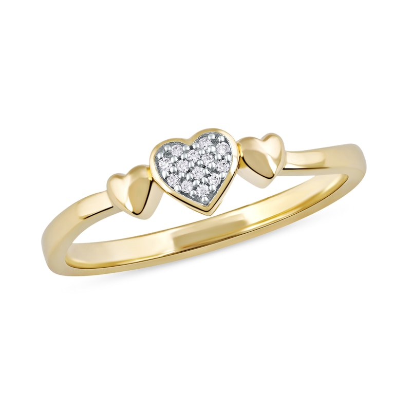 Main Image 1 of Multi-Diamond Accent Heart Trio Ring in 10K Gold