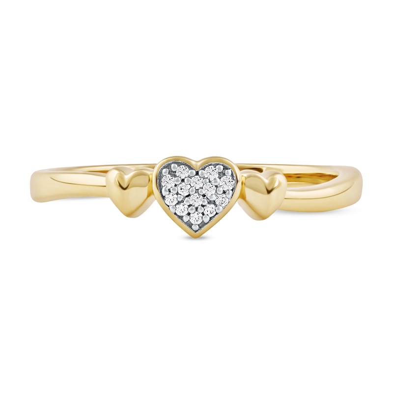 Main Image 3 of Multi-Diamond Accent Heart Trio Ring in 10K Gold