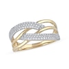 Thumbnail Image 0 of 0.33 CT. T.W. Diamond Double Row Woven Crossover Ring in 14K Gold
