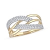 Thumbnail Image 1 of 0.33 CT. T.W. Diamond Double Row Woven Crossover Ring in 14K Gold