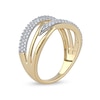 Thumbnail Image 1 of 0.33 CT. T.W. Diamond Double Row Woven Crossover Ring in 14K Gold