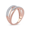 Thumbnail Image 1 of 0.33 CT. T.W. Diamond Double Row Woven Crossover Ring in 14K Rose Gold