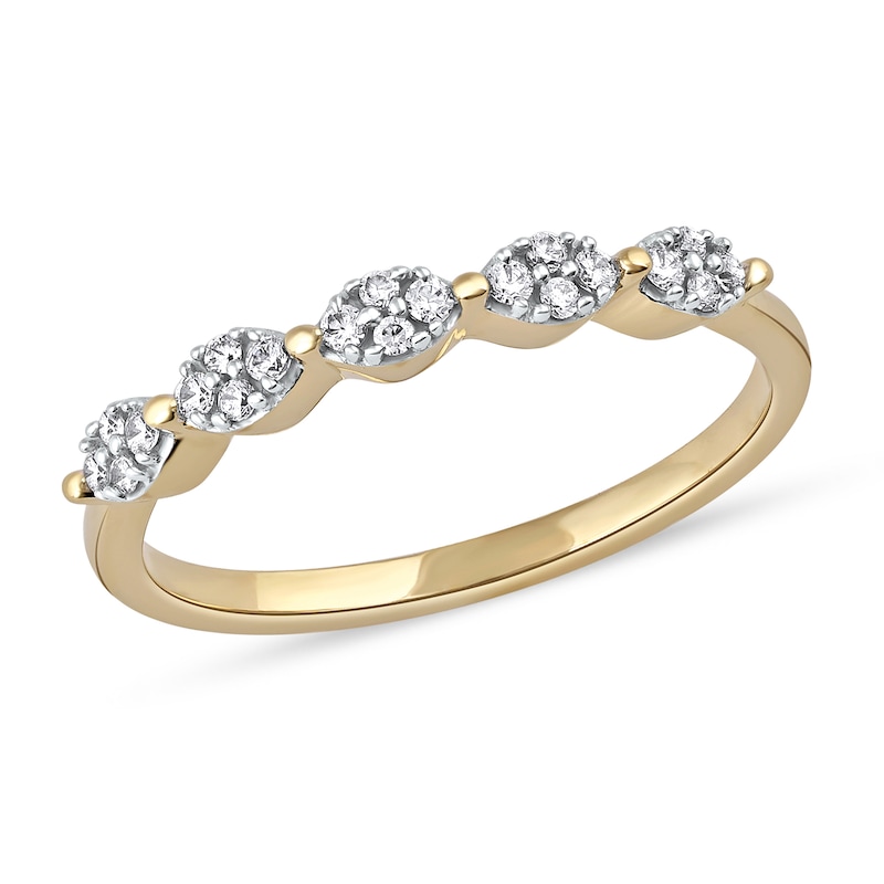 0.15 CT. T.W. Oval-Shaped Multi-Diamond Scallop Edge Stackable Band in 10K Gold