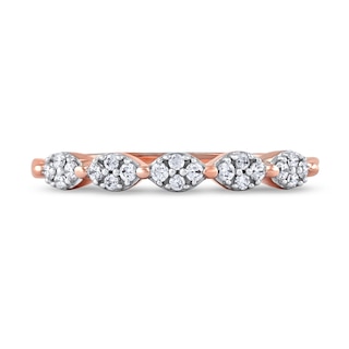 0.15 CT. T.W. Oval-Shaped Multi-Diamond Scallop Edge Stackable Band in 10K Rose Gold