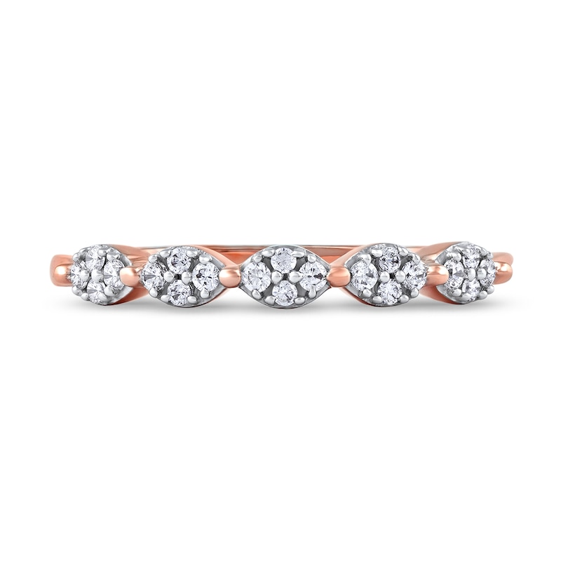 0.15 CT. T.W. Oval-Shaped Multi-Diamond Scallop Edge Stackable Band in 10K Rose Gold