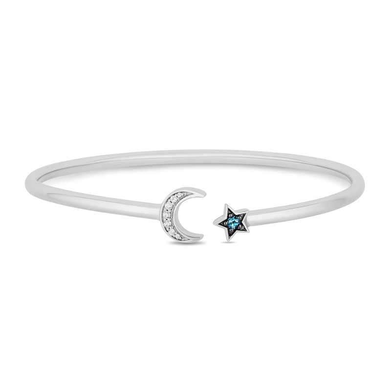 Enchanted Disney Jasmine Swiss Blue Topaz and 0.065 CT. T.W. Diamond Bangle in Sterling Silver