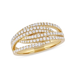 0.50 CT. T.W. Diamond Multi-Row Crossover Ring in 14K Gold