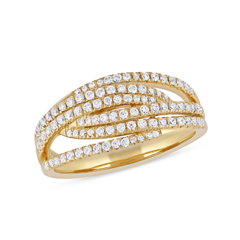 0.50 CT. T.W. Diamond Multi-Row Crossover Ring in 14K Gold